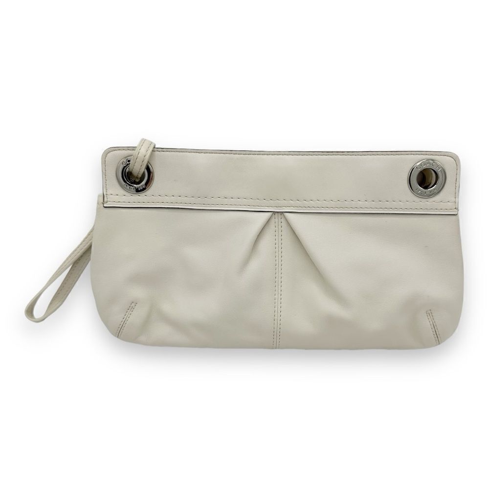 Coach Kyra Soft Cream Khaki Leather Clutch Wristlet Bag Refurbished